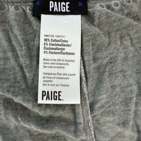 Paige Green Studded V Neck Tee Top Size Small - Picture 2 of 4